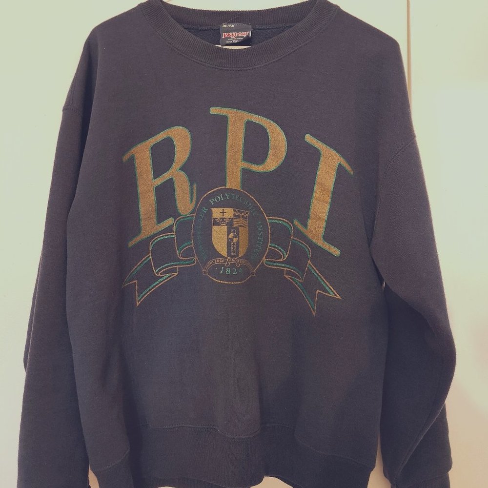 Navy Vintage RPI Crewneck Pullover Sweatshirt